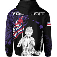 Personalized Hawaii Map Polynesian Warrior Ikaika Hoodie Zip William Style Purple - Polynesian Pride