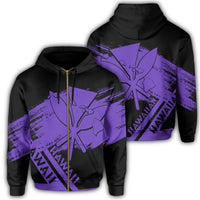 Hawaiian Map Kanaka Identifier Hoodie Zip Purple Unisex Purple - Polynesian Pride