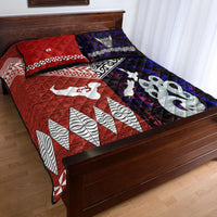 New Zealand And Tonga Quilt Bed Set Together - Purple LT8 - Polynesian Pride