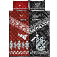 New Zealand And Tonga Quilt Bed Set Together - Black LT8 - Polynesian Pride