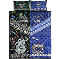 New Zealand And Samoa Quilt Bed Set Together - Paua Shell LT8 - Polynesian Pride