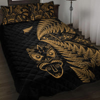New Zealand Haka Rugby Maori Quilt Bed Set Silver Fern Vibes - Gold LT8 - Polynesian Pride