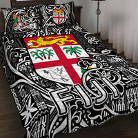 Fiji Quilt Bed Set Tapa Patterns Black And White Style LT6 Blue - Polynesian Pride