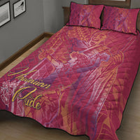 Hawaii Quilt Bed Set - King Of Hawaii With Hawaiian Girls Pink Version - Polynesian Pride