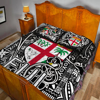 Fiji Quilt Bed Set Tapa Patterns Black And White Style LT6 - Polynesian Pride