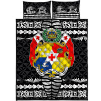 (Custom Personalised) Tonga Ngatu Quilt Bed Set Black Style LT6 - Polynesian Pride