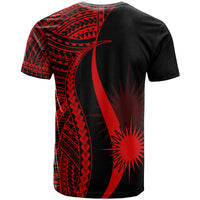 Marshall Islands Custom T Shirt Red Polynesian Tentacle Tribal Pattern - Polynesian Pride