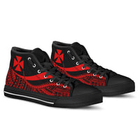 Wallis And Futuna High Top Shoes Red - Polynesian Tentacle Tribal Pattern - Polynesian Pride