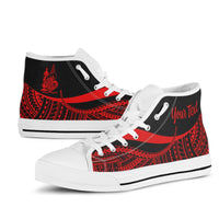 New Caledonia Custom Personalised High Top Shoes Red - Polynesian Tentacle Tribal Pattern Crest - Polynesian Pride