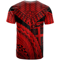 Fiji T Shirt Red Polynesian Necklace and Lauhala - Polynesian Pride