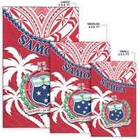 Samoa Area Rug Samoan Coat Of Arms With Coconut Red Style LT14 - Polynesian Pride