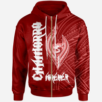 Guam Zip Hoodie Chamorro Forever Red Color Unisex Black - Polynesian Pride