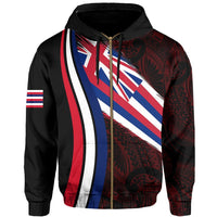 Hawaii Flag Polynesian Hoodie Zip Ten Style - Polynesian Pride