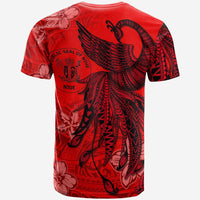 Niue T Shirt Polynesian Phoenix Bird, Fairytales Bird Red - Polynesian Pride
