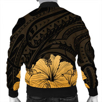 Royal Hibiscus Polynesian Tribal Golden Bomber Jacket - AH - Polynesian Pride