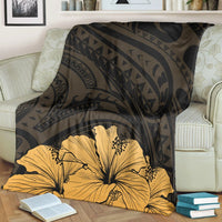Royal Hibiscus Polynesian Tribal Premium Blankets Golden - AH - Polynesian Pride