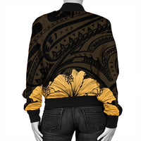 Royal Hibiscus Polynesian Tribal Golden Bomber Jacket - AH - Polynesian Pride