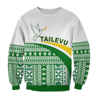 Tailevu Rugby Sweatshirt Fiji Rugby Tapa Pattern White LT13 - Polynesian Pride