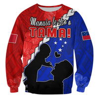 (Custom Personalised) Happy Samoan Fathers Day Sweatshirt Hibiscus Mix Polynesian Pattern LT14 - Polynesian Pride