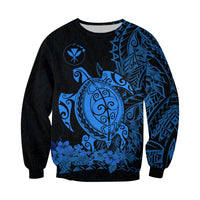 Hawaii Polynesian Sweatshirt Blue Sea Turtles Hawaiian LT13 - Polynesian Pride