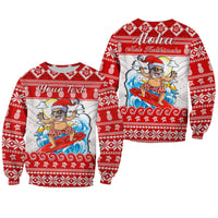 Custom Personalised Hawaii Christmas Sweatshirt Surfing Santa Mele Kalikimaka Polynesian LT14 Unisex Red - Polynesian Pride