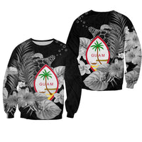 Guam Seal Sweatshirt Polynesian Turtle with Flowers Version White LT13 Unisex White - Polynesian Pride