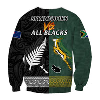 South Africa Protea and New Zealand Fern Sweatshirt Rugby Go Springboks vs All Black LT13 - Polynesian Pride