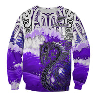 (Custom Personalised) Manaia Maori Sweatshirt Fern Aotearoa Purple Waves LT13 Unisex Purple - Polynesian Pride