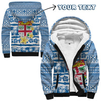 (Custom Personalised) Fiji Polynesian Sherpa Hoodie Fijian Tapa Pattern LT13 Unisex Blue - Polynesian Pride