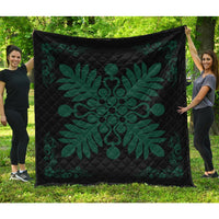 Hawaiian Quilt Maui Plant And Hibiscus Premium Quilt - Sacramento Black - AH Sacramento - Polynesian Pride