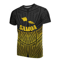 Samoa Polynesian T Shirt Gold Pride Map And Seal Unisex Gold - Polynesian Pride