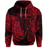 Custom Scorpio Zodiac Polynesian Zip Hoodie Unique Style Red LT8 - Polynesian Pride