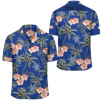 (Personalized) Palm Tree And Hibiscus - Hawaiian Shirt - Haka Style Unisex Blue - Polynesian Pride