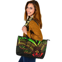Solomon Islands Leather Tote - Reggae Color Cross Style Black - Polynesian Pride