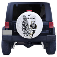 (Custom Personalised) New Zealand Silver Fern Rugby Spare Tire Cover All Black Maori Version White LT14 - Polynesian Pride