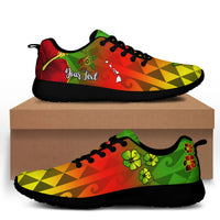 (Custom Personalised) Hawaii Flowers Sporty Sneakers Color Tribal Pattern Hawaiian LT13 Black - Polynesian Pride