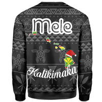 Hawaii Santa Surf Polynesian Gray Christmas Sweatshirt - Polynesian Pride