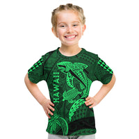 Hawaii T Shirt Shark and Turtle Mix Kakau Green LT9 - Polynesian Pride