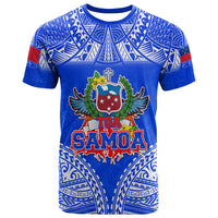 Custom Toa Samoa Polynesian Rugby T Shirt Samoan Flag Blue Color LT9 Blue - Polynesian Pride