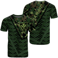 Hawaii Army Niho Mano T Shirt Camo Map Unisex Green - Polynesian Pride