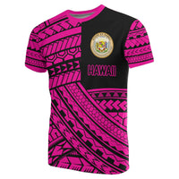 Hawaii Coat of Arms Polynesian T Shirt Pink Quarter Style - Polynesian Pride