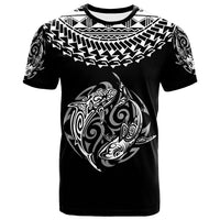 Polynesian T Shirt Polynesian Shark Tattoo White Black Color Unisex Black - Polynesian Pride