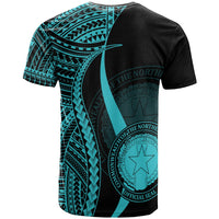 Northern Mariana Islands T Shirt Turquoise Polynesian Tentacle Tribal Pattern - Polynesian Pride