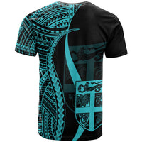 Fiji Custom T Shirt Turquoise Polynesian Tentacle Tribal Pattern - Polynesian Pride