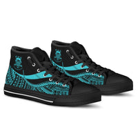 Tuvalu Custom Personalised High Top Shoes Turquoise - Polynesian Tentacle Tribal Pattern - Polynesian Pride
