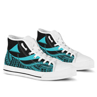 Tokelau Custom Personalised High Top Shoes Turquoise - Polynesian Tentacle Tribal Pattern Unisex White - Polynesian Pride