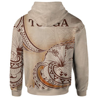Tonga Zip Hoodie Hibiscus Flowers Vintage Style - Polynesian Pride
