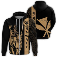 Kanaka Map King Gold Zipper Hoodie Edgar Style Unisex Gold - Polynesian Pride