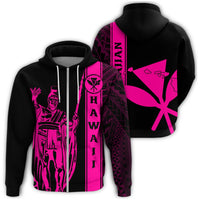 Kanaka Map King Pink Zipper Hoodie Edgar Style Unisex Pink - Polynesian Pride