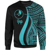 Yap Sweatshirt - Turquoise Polynesian Tentacle Tribal Pattern Unisex Turquoise - Polynesian Pride